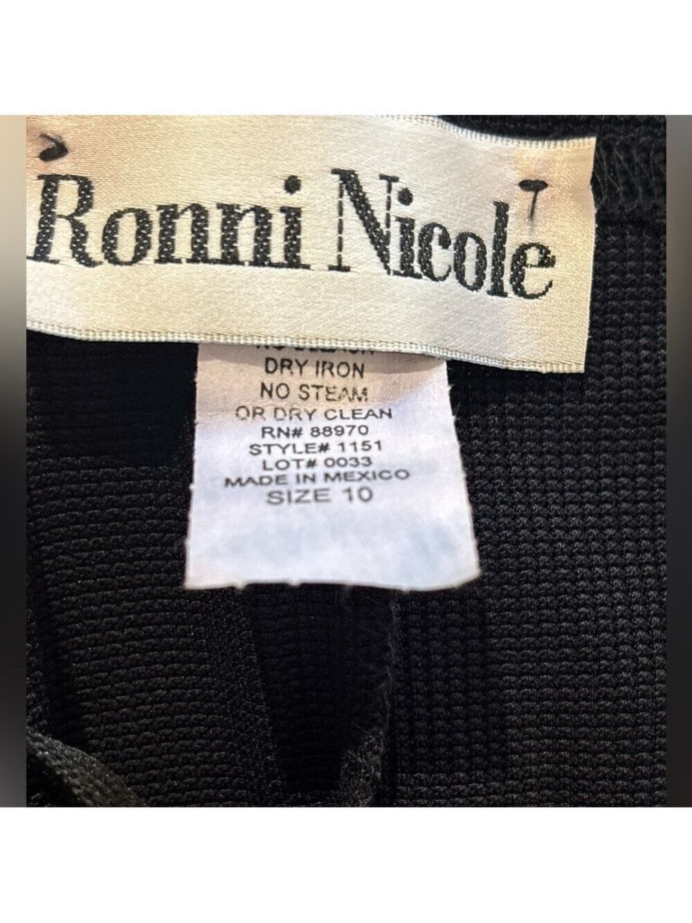 90s RONNIE NICOLE BLACK STRETCH KNIT LONG MIDI DRESS W SLIT & CHAIN DETAIL SZ 10 - Picture 9 of 10